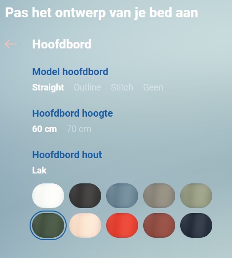 Ontwerp je eigen bed, kleur, hoofdbord, frame, tafeltje Auping Original bed