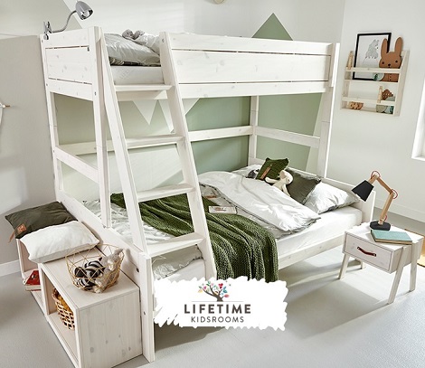 LIFETIME Familybed : stapelbed ,logeerbed, 90x200,140x200 cm