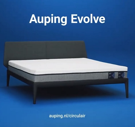 Auping Evolve een matras gemaakt circulair,hergebruik materialen, beter milieu,bed Essential, cradle to crandle